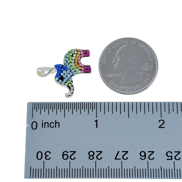 JCM Sterling Silver 925 Pave Multi Color Rainbow Crystal Elephant Pendant - Picture 3 of 3